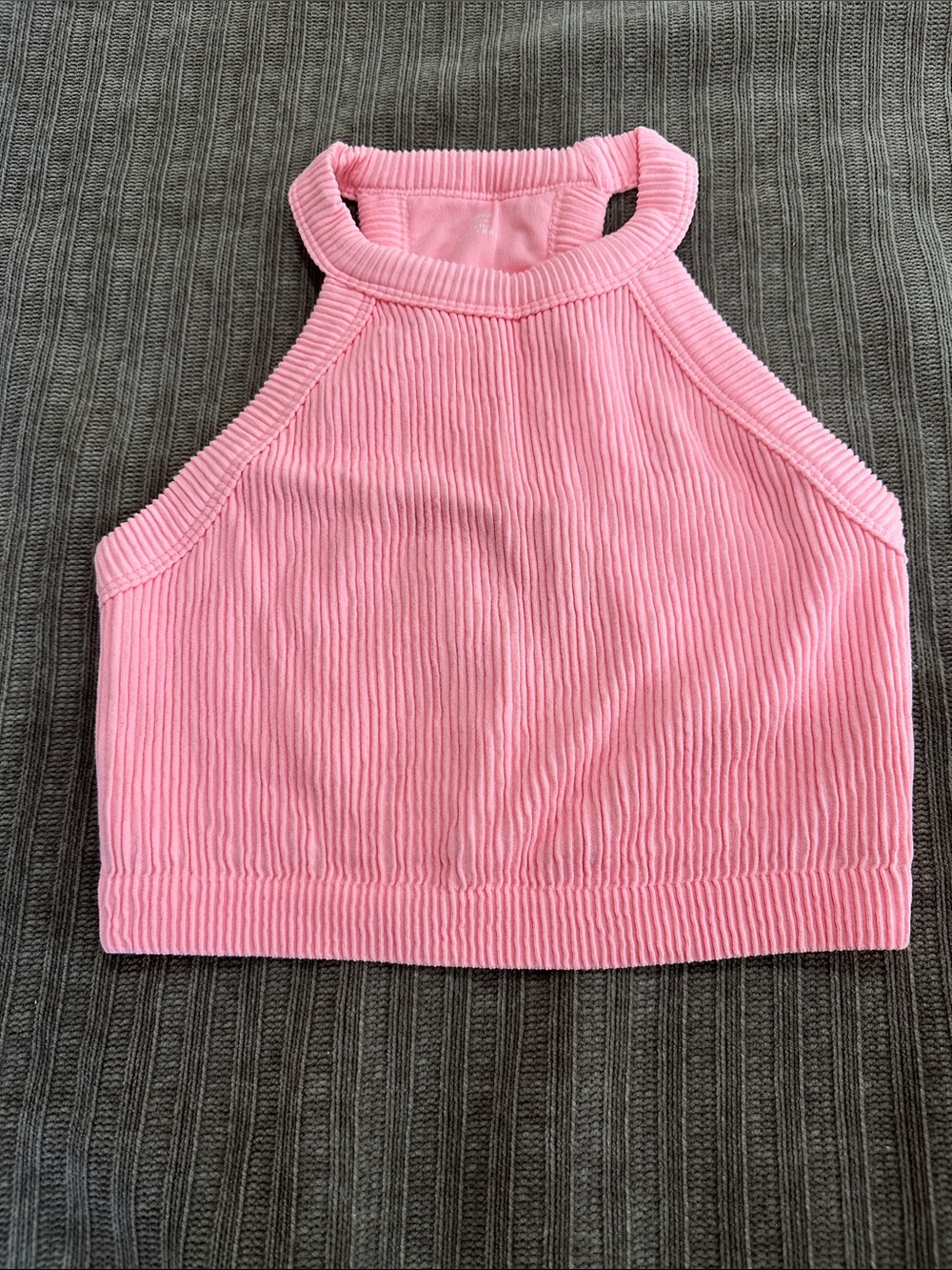Aerie Pink Ribbed Halter Crop Top
